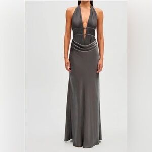 Misha Satin Maxi Dress - Pewter